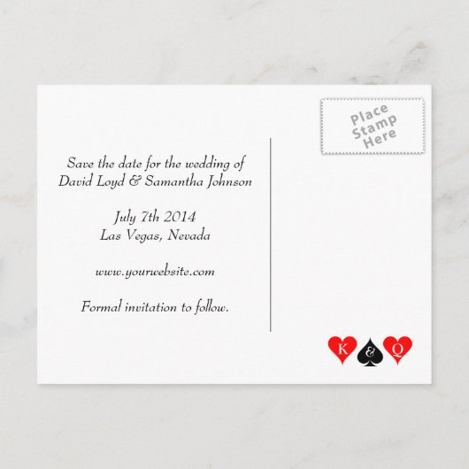 Las Vegas bruiloft bewaar de datum briefkaarten (Achterkant)