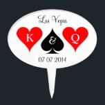 Las Vegas bruiloft cakepick | Monogrampelletter Taart Prikker<br><div class="desc">Las Vegas bruiloft cakepick | Monogramkoek bovenper. Speel de kaartpasontwerpen met initialen bruid en bruidegom plus date. Harten en spade. Koning en hartenkoningin. Fun gokken / Poker thema voor bruiloft,  bridal,  bachelorette party.</div>