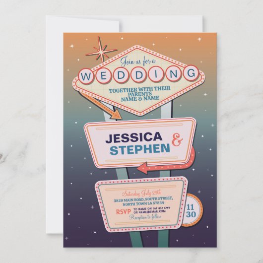 Las Vegas Bruiloft Casino Party Kaart (Voorkant)