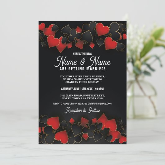 Las Vegas Bruiloft Casino Royale Party Kaarten Uit (Staand voorkant)