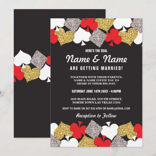 Las Vegas Bruiloft Casino Royale Party Kaarten Uit (Voorkant / Achterkant)