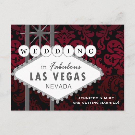 LAS VEGAS BRUILOFT Damask Save the Date Briefkaart (Voorkant)