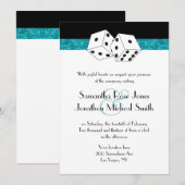 Las Vegas Bruiloft Dice Thema Blauwgroen Faux Glit Kaart (Voorkant / Achterkant)