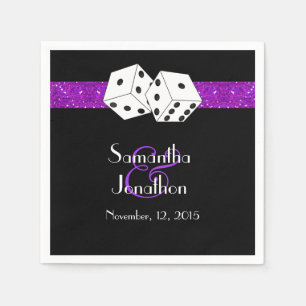 Las Vegas Bruiloft Dice Thema Paarse Faux Glitter Servet