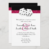 Las Vegas bruiloft dobbelstenen thema hete roze fa Kaart (Voorkant / Achterkant)