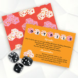 Las Vegas Bruiloft Funky Dice Details Informatie Kaart<br><div class="desc">Bruiloft in Las Vegas Details & Informatie Kaarten met leuke lettertypen met een mod retro vibe. Beschikt over schattige funky dobbelstenen in kleuren van roze, rood, sinaasappel en zeer licht romig wit. Perfect voor een snelle bruiloft of een all out Vegas feest! Alle bewoordingen kunnen worden gewijzigd, behalve het woord...</div>