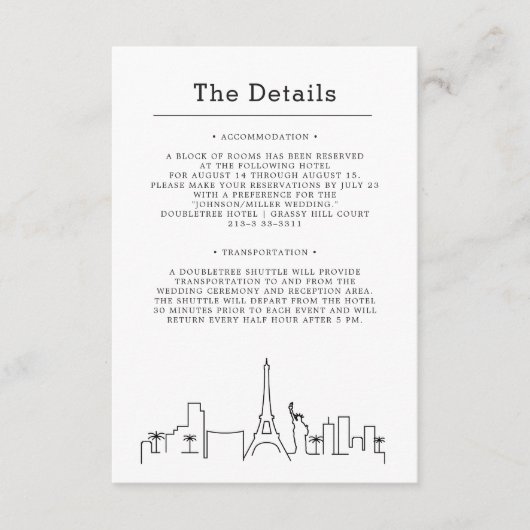 Las Vegas bruiloft | Gegevens van bezoeker Informatiekaartje (Voorkant)