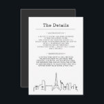 Las Vegas bruiloft | Gegevens van bezoeker Informatiekaartje<br><div class="desc">Een minimale gast details met een skyline van de beroemde stad Las Vegas.</div>