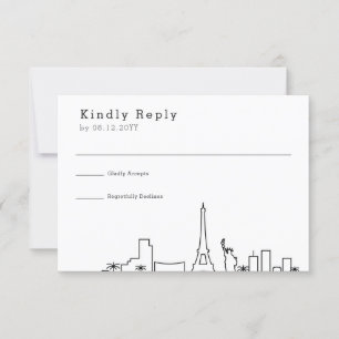 Las Vegas bruiloft Gestileerde Skyline RSVP Kaartje