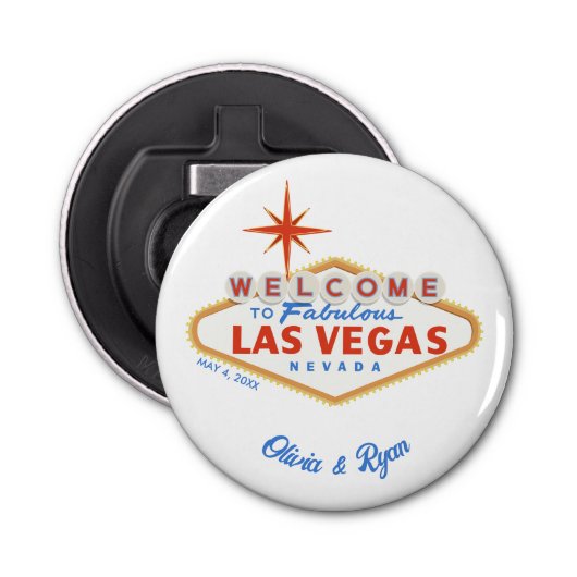 Las Vegas bruiloft gunst magnetische fles opener (Voorkant)