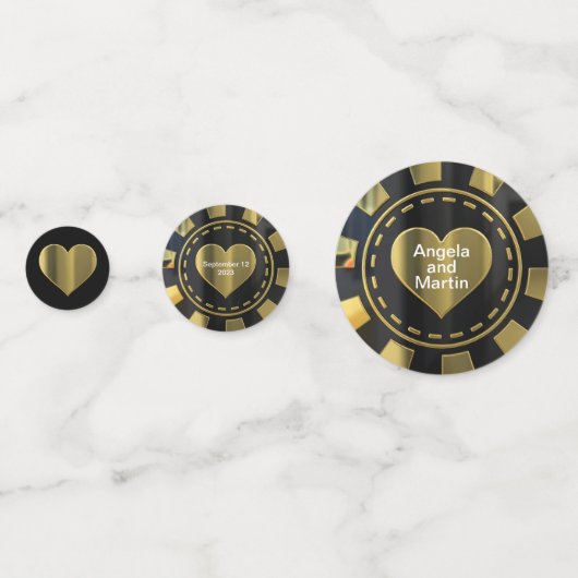 Las Vegas Bruiloft Jubileum Hart Casino Chip Confetti (Voorkanten)