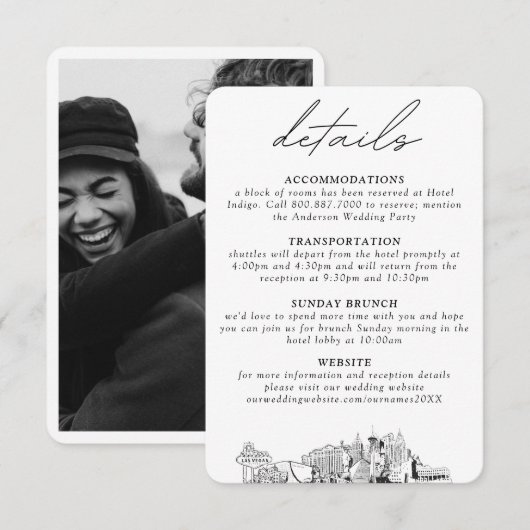 Las Vegas bruiloft kleine verticale details Informatiekaartje (Voorkant / Achterkant)