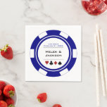 Las Vegas Bruiloft Marine Blauw Wit Poker Chip Servet<br><div class="desc">Vertroebel je gasten door hun eten te serveren langs deze marineblauwe en witte pokerchip Las Vegas thema papieren servetten. Deze zijn perfect voor een casino avond repetitie diner of voor de tafels bij de receptie. Coördineren van kantoorbenodigdheden en partij benodigdheden beschikbaar.</div>