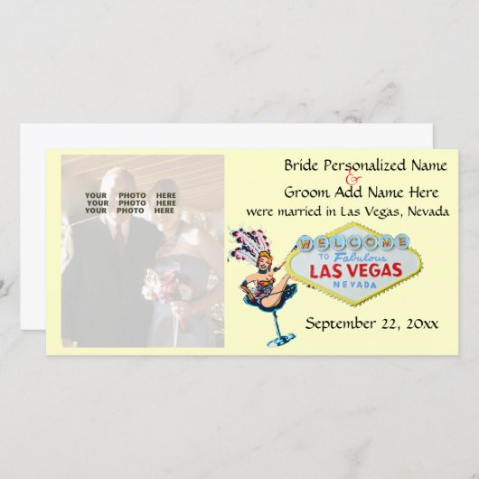 Las Vegas Bruiloft Passen getrouwd Aankondiging (Voorkant / Achterkant)