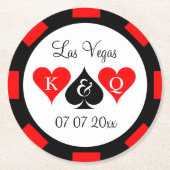 Las Vegas bruiloft poker chip aangepaste drank ond Ronde Kartonnen Onderzetter (Voorkant)