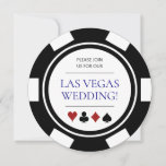 Las Vegas bruiloft poker chip blauw wit Kaart<br><div class="desc">Deze blauwe,  zwarte en witte poker chip bruiloft uitnodiging is zeker om opwinding en anticipatie voor uw gasten te brengen om u te vergezellen in dit zeker om leuk te zijn viering! Coördineren van beschikbare producten.</div>