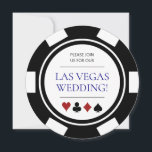 Las Vegas bruiloft poker chip blauw wit Kaart<br><div class="desc">Deze blauwe,  zwarte en witte poker chip bruiloft uitnodiging is zeker om opwinding en anticipatie voor uw gasten te brengen om u te vergezellen in dit zeker om leuk te zijn viering! Coördineren van beschikbare producten.</div>