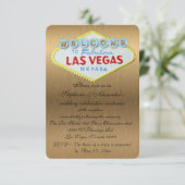Las Vegas Bruiloft Receptie Gouden Enclosure Informatiekaartje (Staand voorkant)