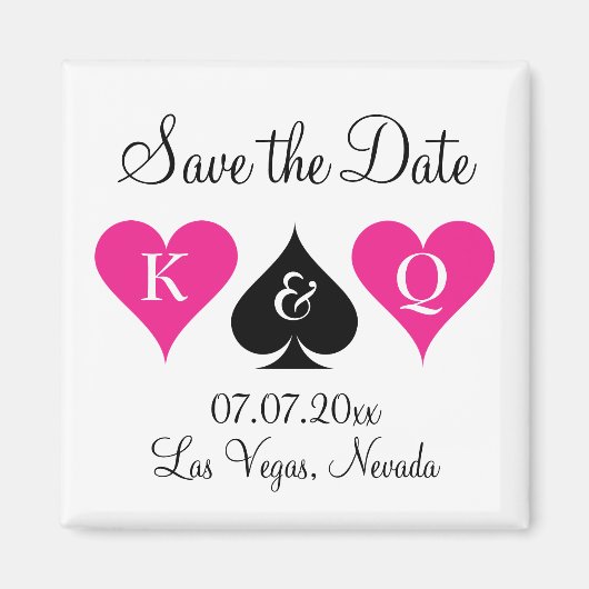 Las vegas bruiloft redt date magnet met hart (Voorkant)
