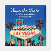 Las Vegas Bruiloft Retro Foto Opslaan van de Datum Magneet (Voorkant)