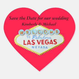 Las Vegas Bruiloft Save the Date Red Heart Hart Sticker