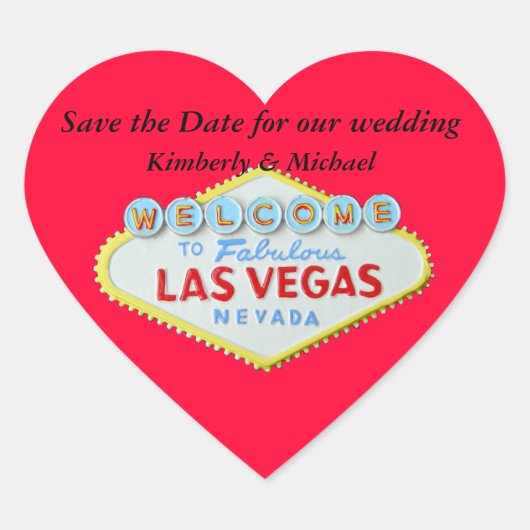 Las Vegas Bruiloft Save the Date Red Heart Hart Sticker (Voorkant)