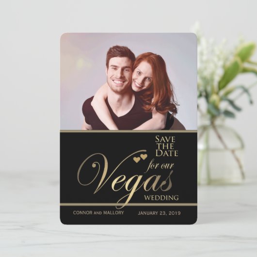 Las Vegas bruiloft save the date sjabloon (Staand voorkant)