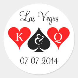 Las Vegas bruiloft stickers met monogram en datum