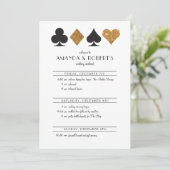 Las Vegas Bruiloft Uitnodiging Tijdlijn Gouden Gli (Staand voorkant)