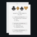 Las Vegas Bruiloft Uitnodiging Tijdlijn Gouden Gli<br><div class="desc">Perfect voor een Vegas bruiloft of een casino thema evenement, deze tijdlijn kaart beschikt over faux gouden glitter en zwarte kaart pakken op een witte achtergrond met volledig aangepaste tekst en een coördinerende bijpassende backer. Neem op in de uitnodigingen van uw gasten of voeg toe aan uw welkomsttassen, deze afgedrukte...</div>