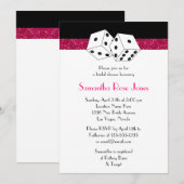 Las Vegas Bruiloft Vrijgezellenfeest Roze Dice The Kaart (Voorkant / Achterkant)