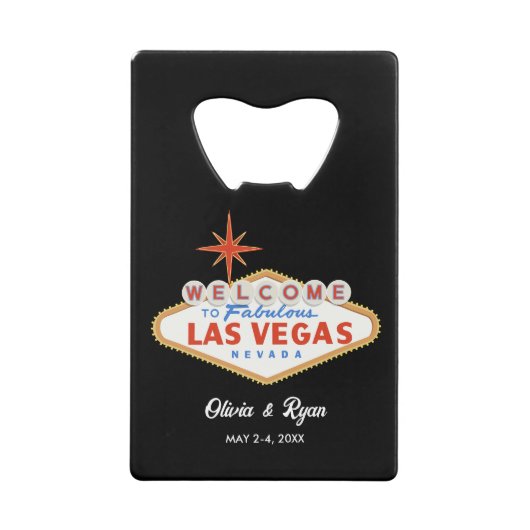 Las Vegas bruiloft welkom cadeau Creditkaart Flessenopener (Voorkant)