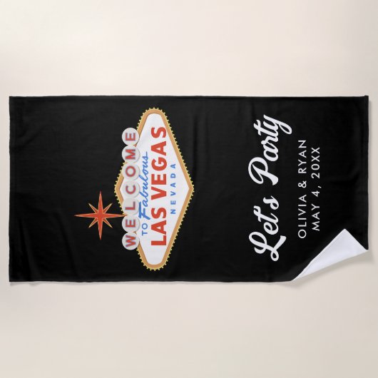 Las Vegas Bruiloft Welkomsttas Cadeau Favor Pool Strandlaken (Voorkant)