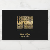 Las Vegas Bruiloft Zwart & Goud Mini Likeurfles Etiket (Enkel label)