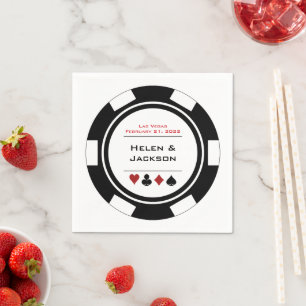 Las Vegas bruiloft zwart wit casino poker chip Servet