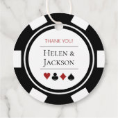 Las Vegas bruiloft zwart wit poker chip Bedankjes Labels (Achterkant)