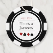Las Vegas bruiloft zwart wit poker chip Bedankjes Labels (Voorkant)