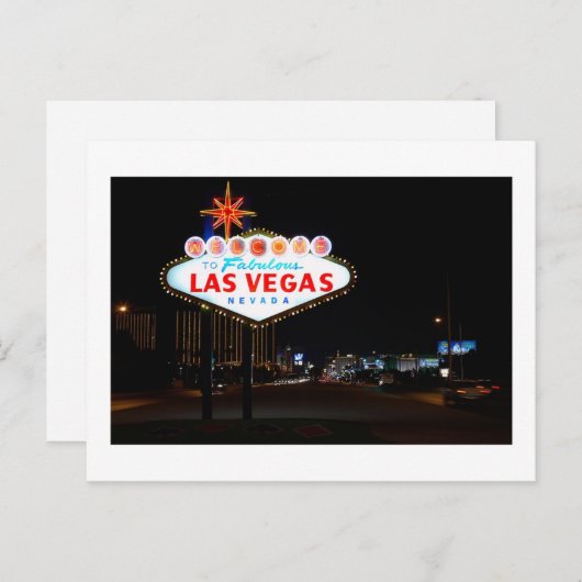 Las Vegas by night Save the Date Card Aankondigingskaart (Voorkant / Achterkant)