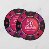 Las Vegas Casino 50 & Fabulous Birthday Party Kaart (Voorkant / Achterkant)