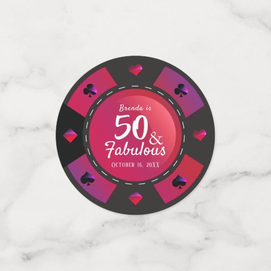 Las Vegas Casino 50 & Fantastisch Verjaardagsfeest Confetti (Kleine voorkant)