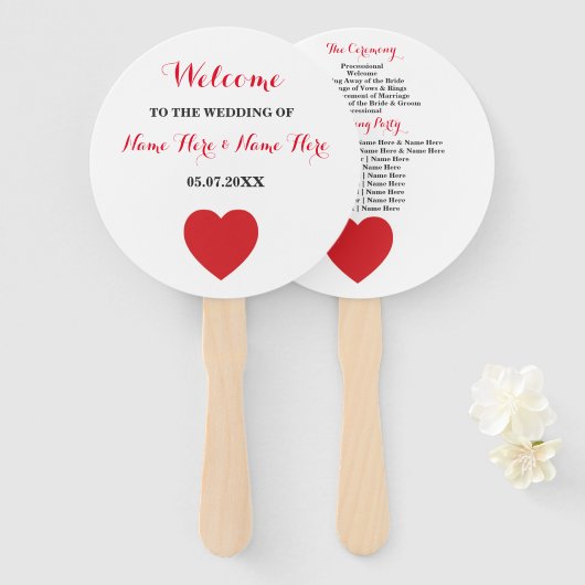 Las Vegas Casino Ace of Hearts Trouwprogramma Fan Handwaaier (Voorkant en achterkant)