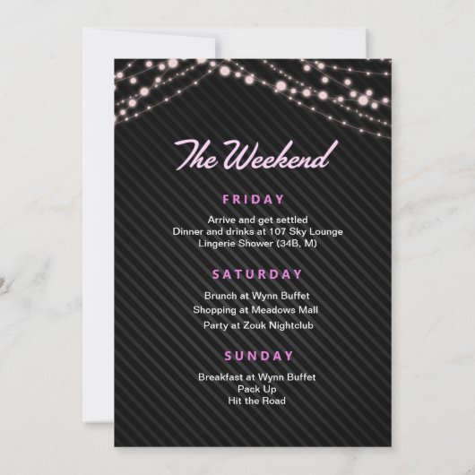 Las Vegas Casino Bachelorette Weekend Invitation Kaart (Achterkant)