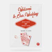 Las Vegas Casino bestemming bruiloft rood wit Acryl Bord (Voorkant)