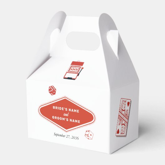 Las Vegas Casino bestemming bruiloft rood wit Bedankdoosjes (Voorkant Zijde)