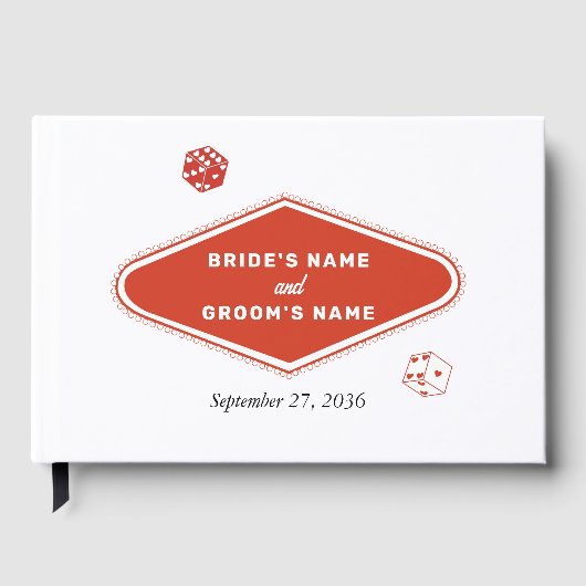 Las Vegas Casino bestemming bruiloft rood wit Gastenboek (Voorkant)