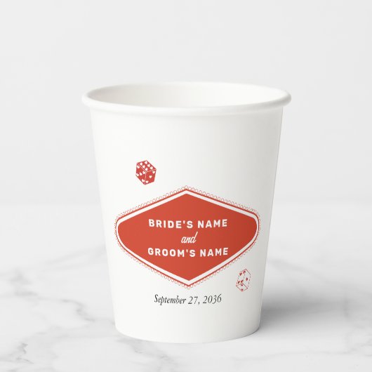 Las Vegas Casino bestemming bruiloft rood wit Papieren Bekers (Achterkant)