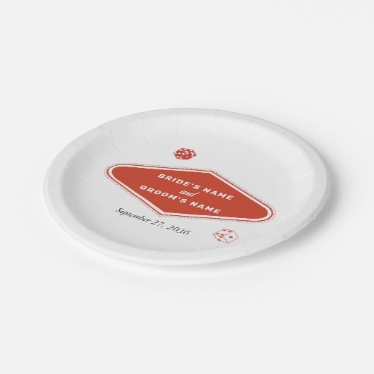 Las Vegas Casino bestemming bruiloft rood wit Papieren Bordje (Gekanteld)