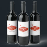 Las Vegas Casino bestemming bruiloft rood wit Wijn Etiket<br><div class="desc">Een unieke hand getekend Las Vegas Casino thema bruiloft ontwerp. Een moderne bestemming Las Vegas,  Nevada bruiloft thema met speelkaarten,  casino gokken thema illustraties. Een rood en wit Las Vegas bruiloft wijn label ontwerp ideaal voor casino thema bruiloften. Bijpassende huwelijksuitnodigingen en andere briefpapier items zijn ook beschikbaar.</div>