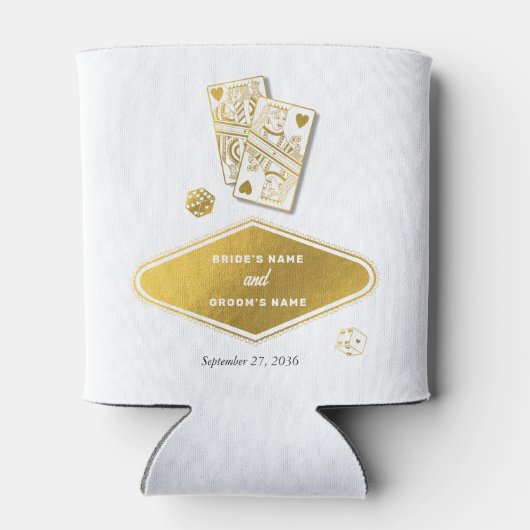 Las Vegas Casino Bestemming Huwelijk Goud Wit Blikjeskoeler (Achterkant)