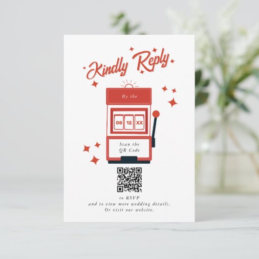 Las Vegas Casino Bestemming Huwelijk Rood Informatiekaartje (Staand voorkant)